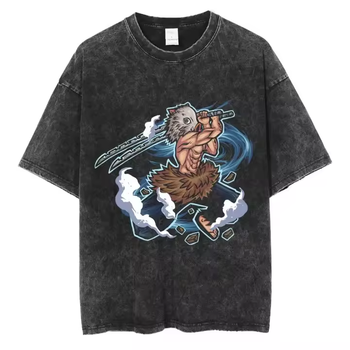 Camiseta Hip Hop Streetwear Para Mujer Estampado De Anime Demon Slayer Oversize Algodón Camiseta De Verano Tops Con Cuello Redondo - 1