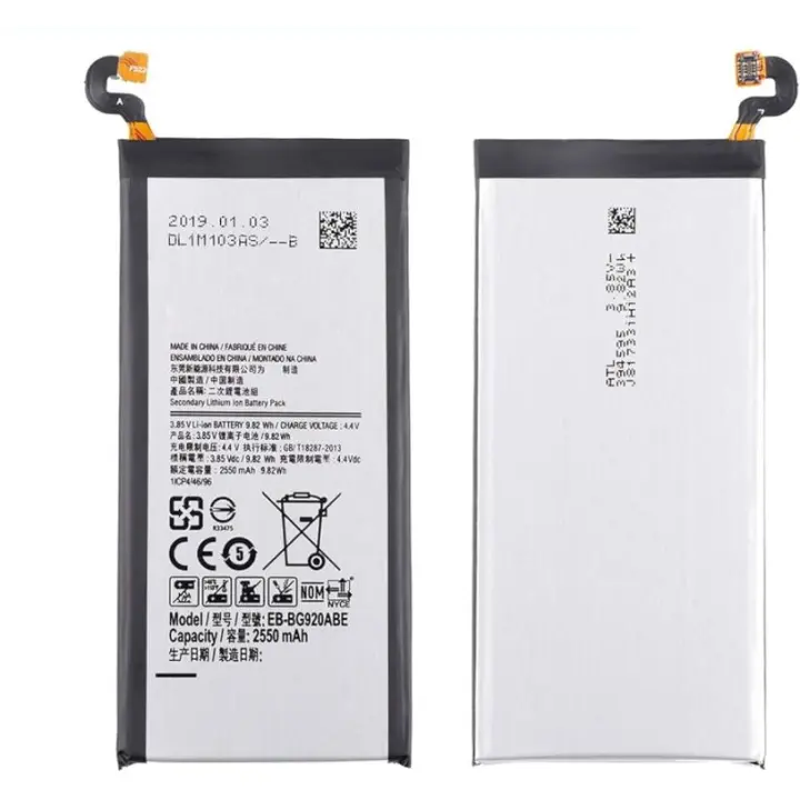 Bateria compatible con Samsung Galaxy S6 ⋆ EB-BG920ABE ⋆ Capacidad 2550 mAh ⋆ Voltaje 3.85V ⋆ Tipo Li-Ion ⋆ Repuesto confiable para restaurar autonomía ⋆ Compatibilidad precisa ⋆ Ideal como recambio duradero para móviles Samsung Galaxy S6 - 1