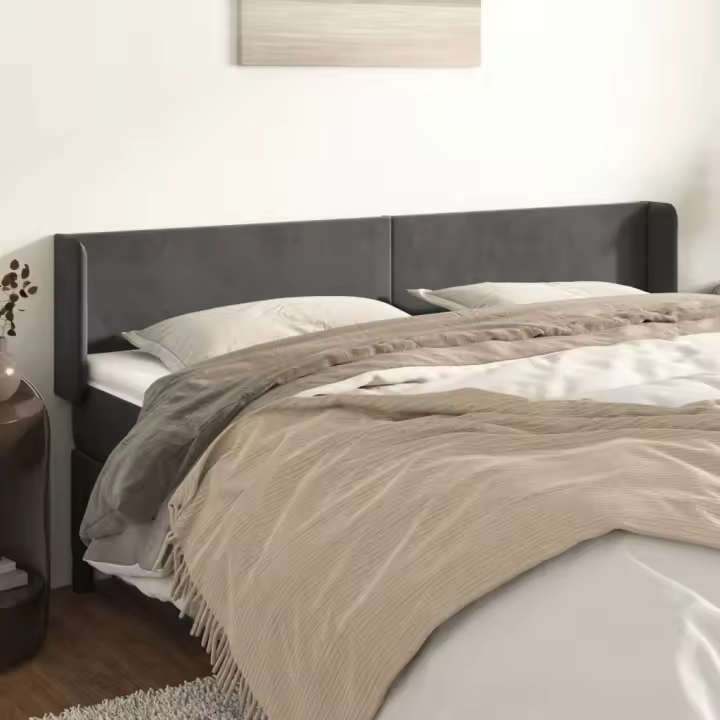vidaXL Cabecero de terciopelo gris oscuro 163x16x78/88 cm - 1