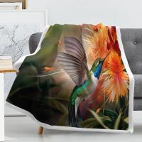 Manta De Fleece Con Patrón De Flor Naranja Y Hummingbird Para Niños Adolescentes Adultos Manta De Sherpa Para Sofá Manta Cómoda Para Cama Material Poliéster 100% Antipelusa Aislante Térmico Retorcionable - details 6