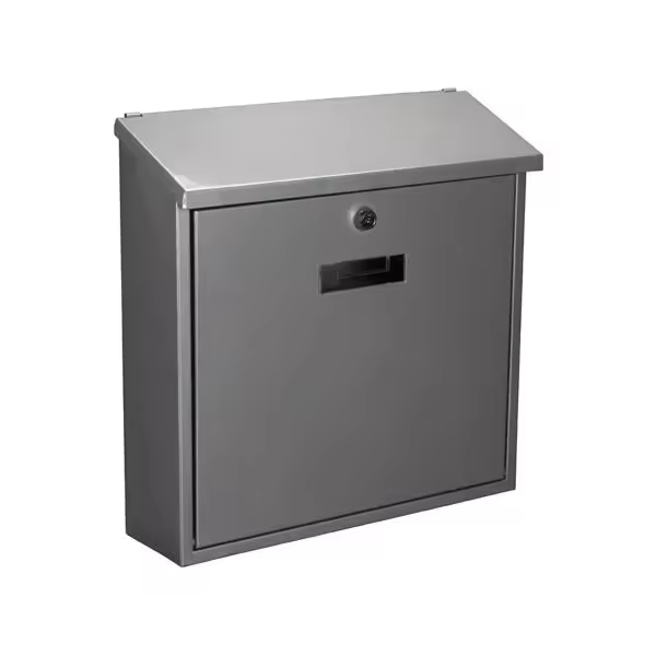 Perel Buzón de Monaco, Montaje en la Pared, con Soporte de Nombre, 2 Teclas, Dimensiones (h x w x d) 36.8 x 36.5 x 10 cm, Plata - 1
