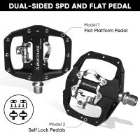 Pedales De Bicicleta BUCKLOS MTB Doble Función Plataforma Plana Y Fijación SPD Antideslizante Para Mountain Bike Con Cleat - details 2