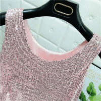 Chaleco De Noche Con Lentejuelas Para Mujer Estilo De Calle Blanca Brillante Poliéster Talla Regular Top De Verano 2022 - details 13