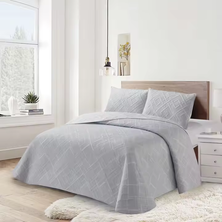 Vivid Torral - Colcha Bouti Verano Alaska Gris Estampada Reversible + Fundas De Cojines* Poliéster, Fresquita, Transpirable, Diseño, Primavera, Verano - 1
