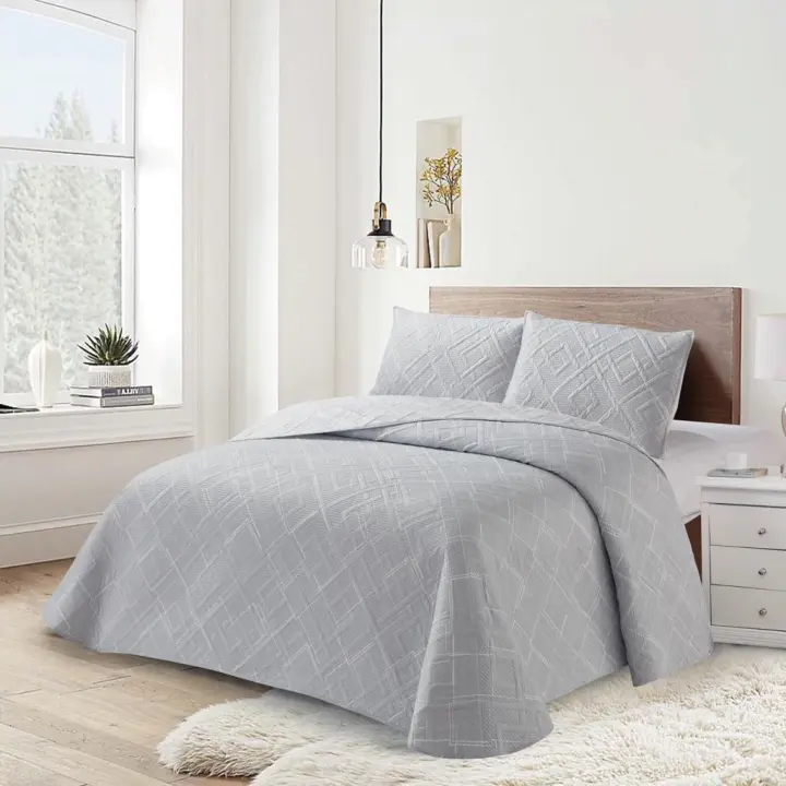 Vivid Torral - Colcha Bouti Verano Alaska Gris Estampada Reversible + Fundas De Cojines* Poliéster, Fresquita, Transpirable, Diseño, Primavera, Verano - 1