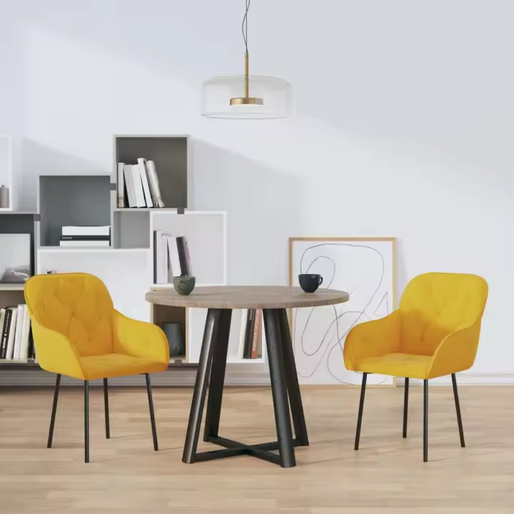 vidaXL Sillas de comedor 2 unidades terciopelo amarillo - 1