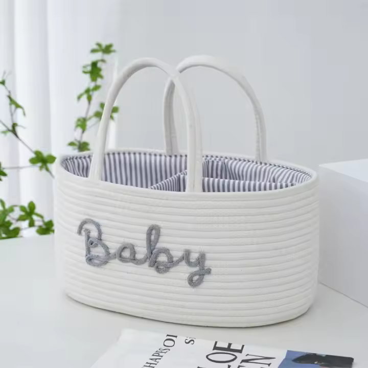 Bolsa De Pañales Multifuncional Para Viajes Portátil Para Mamá Cesta De Almacenamiento De Pañales De Algodón Con Cordón Estilo Unisex - 1