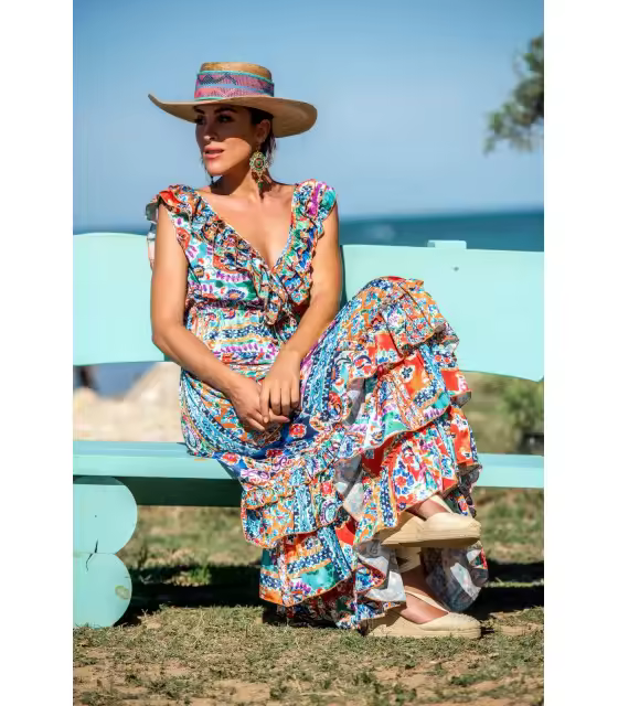 VESTIDO ATENAS VOLANTE SUNSET & MOON Sunset and Moon PV2377E - 1