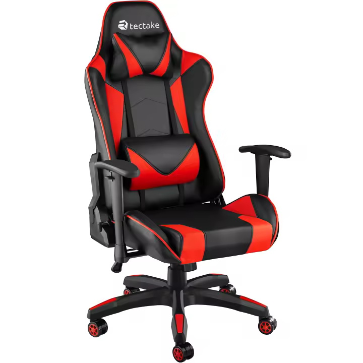Tectake - Silla de oficina Twink | Silla de oficina moderna y de diseño ergonómico | Mayor sujeción gracias a su forma ergonómica con los laterales acolchados | Reposacabezas y cojín lumbar extraíbles - 1