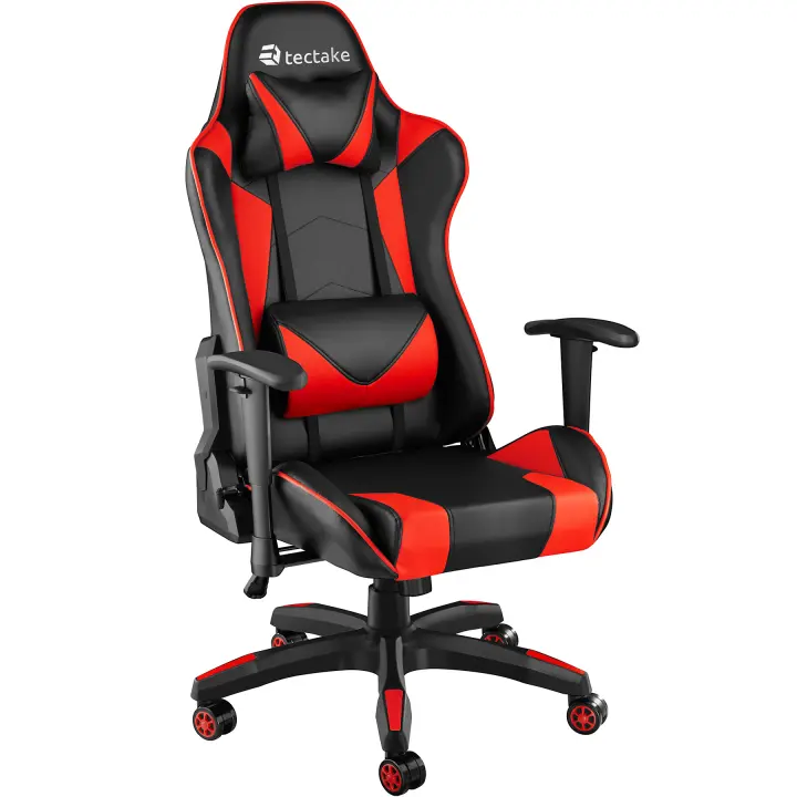 Tectake - Silla de oficina Twink | Silla de oficina moderna y de diseño ergonómico | Mayor sujeción gracias a su forma ergonómica con los laterales acolchados | Reposacabezas y cojín lumbar extraíbles - 1