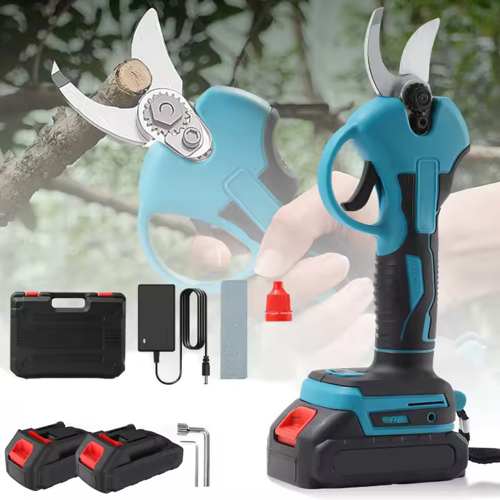 30MM Tijeras de podar eléctricas sin escobillas para jardín, herramienta inalámbrica para árboles frutales, bonsái, batería Makita de 18V,Batería de litio recargable de gran capacidad,Con caja de herramientas de plástico - 1