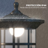 Outsunny 2 Farolas Solares Exterior Luces Solares Exterior con Panel Solar Encendido Automático y Marco de Acero Inoxidable Impermeable IP44 para Terraza Patio 23,5x23,5x184 cm Negro - details 5