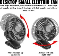 Ventilador de 10000 mAh mini USB recargable Silencioso clip with rotación de 720 °, para casa, Opicina, camping, cochecito, Negro color - details 1