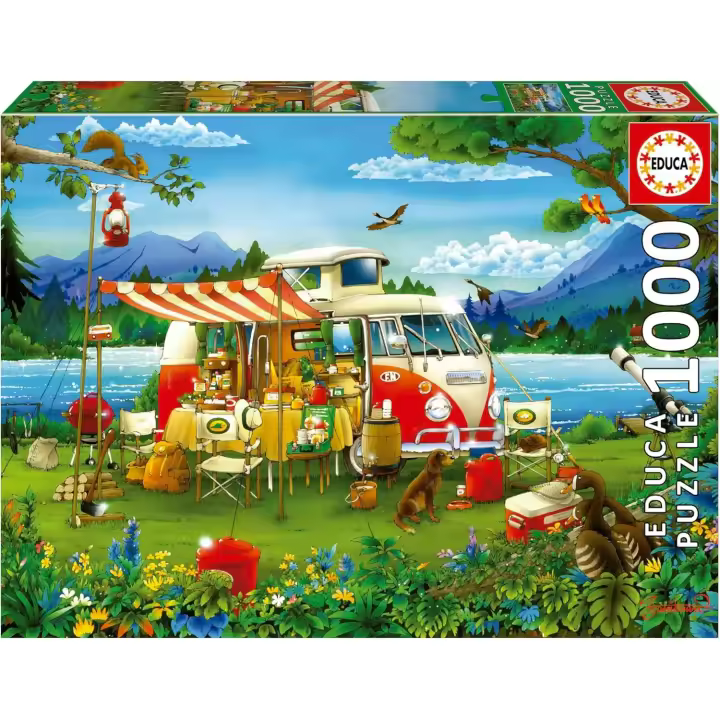 Educa - Vacaciones en el Campo  Puzzle de 1000 Piezas para Adultos. Medidas: 68 x 48 cm. Incluye Cola Fix Puzzle. A Partir de 14 años (19922) - 1