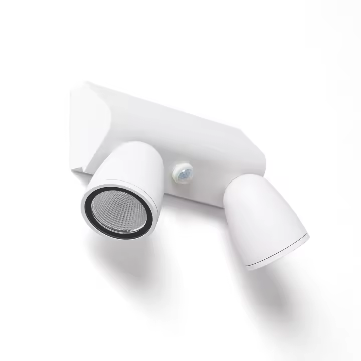 Ledkia Aplique de Pared Exterior LED 12W Aluminio Con Detector de Movimiento PIR Abel Large Dos Focos Negro - 1