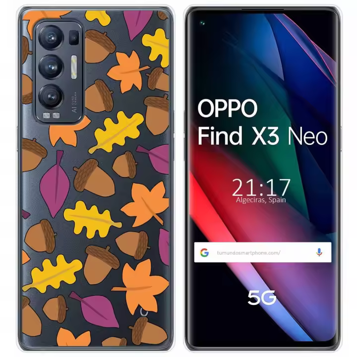 Tumundosmartphone Funda Gel Transparente para Oppo Find X3 Neo 5G diseño Otoño Dibujos - 1