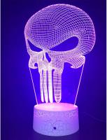 Lámpara De Ilusión 3D Punisher Con 16 Colores Cambiables Luz Nocturna USB Recargable Toque Con Control Remoto Regalo Para Navidad Halloween Cumpleaños - details 1