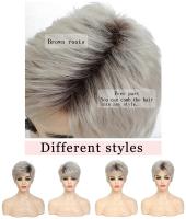 Pelucas Sintéticas De Pelo Ombre Marrón Y Rubio Para Mujeres BCHR Corta Pixie Cut Peluca Mixta De Uso Diario Tamaño Promedio Densidad 150% - details 3