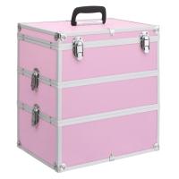 vidaXL Maletín de Maquillaje de Aluminio 37x24x40 cm Estuche Cosméticos Color Negro,  Plateado,  Rosa y mas - details 2