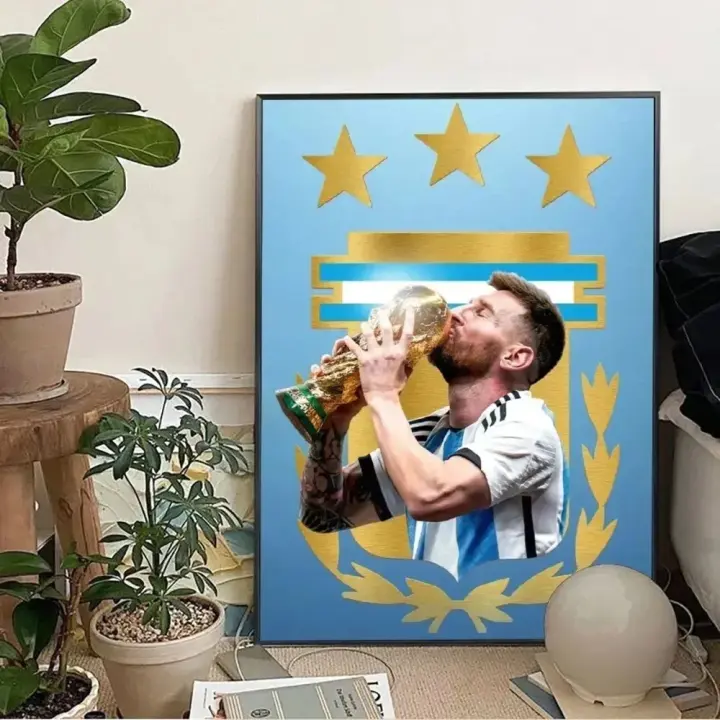 Póster De Pared De Tela De Linoel Messi Estrella Del Fútbol Decoración De Hogar De Alta Calidad Para Club Bar Dormitorio Estudio - 1
