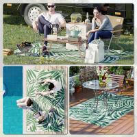 Outsunny Alfombra de Exterior 152x243 cm Alfombra Reversible con Patrón de Hojas para Terraza Balcón Patio Camping Playa Verde Oscuro y Blanco - details 4