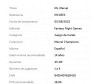 Ms Marvel - Heroe de Marvel Champions - Fantasy Flight Games - details 0