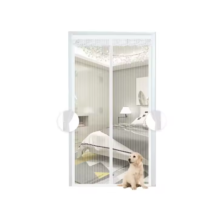 Mosquitera Magnética Blanca, Cortina de Malla, Puerta de Cierre Automático para Balcón, Fácil Instalación, 70x210 CM - 1