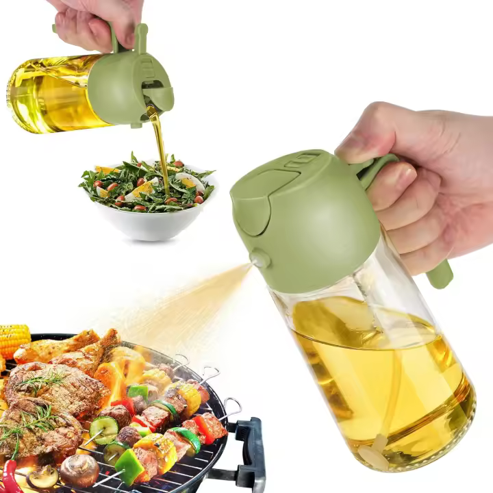 Botella De Aceite De Vidrio 470ml Dispensador De Spraying 2 En 1 Para Cocina BBQ Asado Picnic Herramientas De Cocina Ecológicas - 1