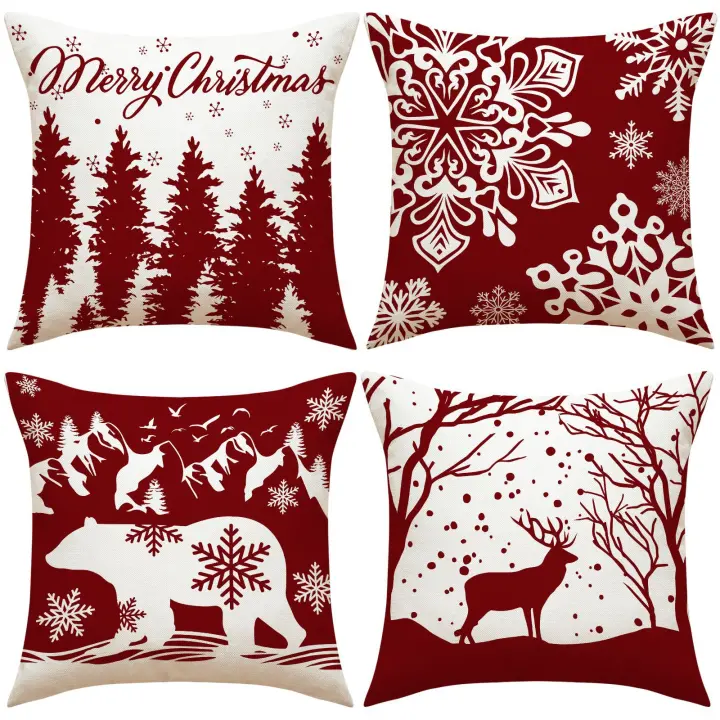 Conjunto de 4 Personalizable Navidad Dibujos Animados Fundas Almohada, Gran Venta Serie, Sofá Decorativo y Cojines Noche PARA EL Hogar - 1