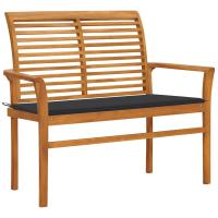 vidaXL Banco de jardín madera maciza de teca con cojín 112 cm en color Negro/Antracita/Crema y más | acolchados duraderos para sofás de jardín terraza exterior - details 1