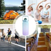 Botella De Agua Deportiva Grande 2L Sin Bisfenol a Portátil Para Exteriores Con Pajita Elástica Termoacumuladora Mate Gradiente - details 6