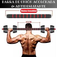 AWIKU - Mancuernas Ajustables 2 en 1 de 7.5kg - 10kg - 15kg - 20kg - Barra de Unión de 40cm Incluida - Set de Pesas + Barra - details 0