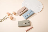 Cartera Larga Preppy Estilo Japón Y Corea Pequeña Fresca PU Con Hebilla De Hoja Color Sólido Cierre De Cremallera Doblete Para Documentos Y Tarjetas - details 22