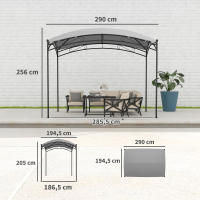 Outsunny Cenador para Jardín 3x2 m Pérgola de Jardín Gazebo con Cúpula Elegante y Estructura Metálica Impermeable Carpa para Exterior Terraza Patio Gris - details 2