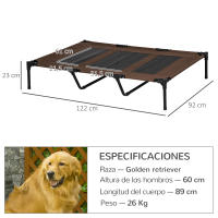 PawHut Cama Elevada para Perros Cama de Mascotas con Malla Transpirable y Tela Oxford para Exterior Interior Aire Libre Jardín Terraza Marrón - details 5