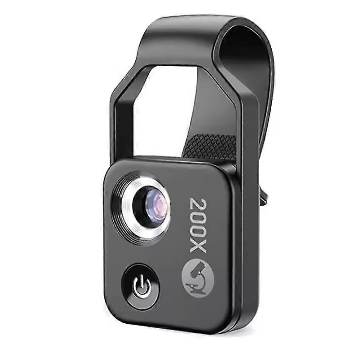 200X teléfono celular microscopio con lente CPL, mini digital portátil microscopio con luz LED - 1