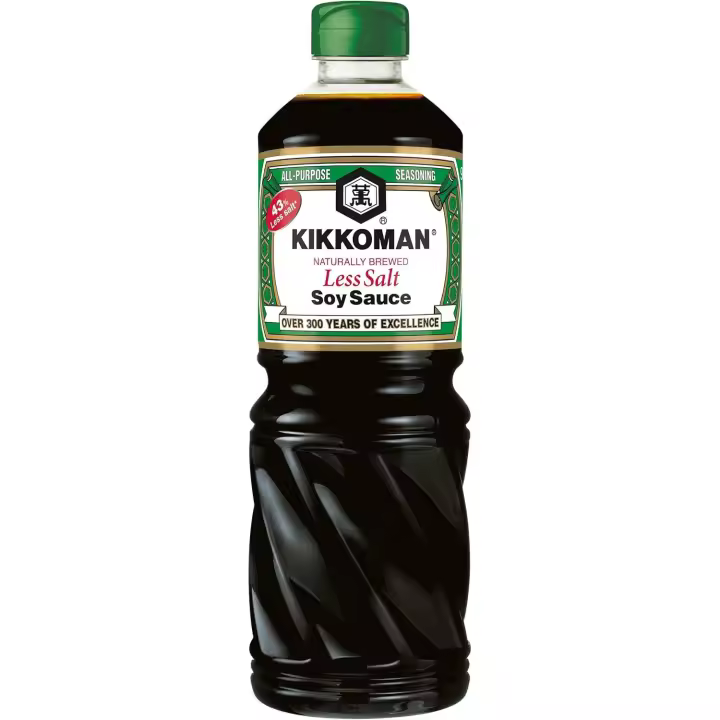 Kikkoman - Salsa De Soja Baja en Sal, 975 ml, Receta Tradicional, Fermentación Natural, Apto para Veganos, Individual y en Formato Pack - 1