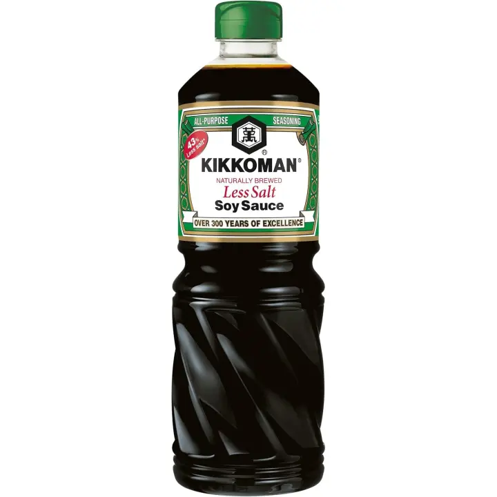 Kikkoman - Salsa De Soja Baja en Sal, 975 ml, Receta Tradicional, Fermentación Natural, Apto para Veganos, Individual y en Formato Pack - 1