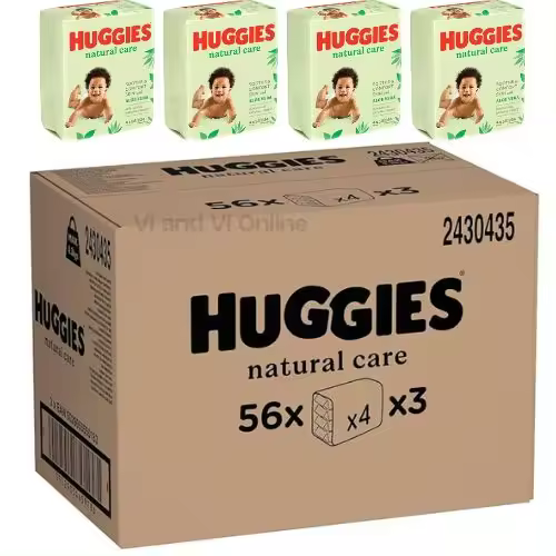 Huggies toallitas Natural Care con Aloe Vera - Pack AHORRO 672 Toallitas (caja 4x3x56) - 1