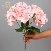 WQNJIN Bouquet De Hydrangea De 5 Cabezas Flores Artificiales De Seda Para Decoración De Fiesta Boda Sala De Estar Hogar Accesorios - details 6