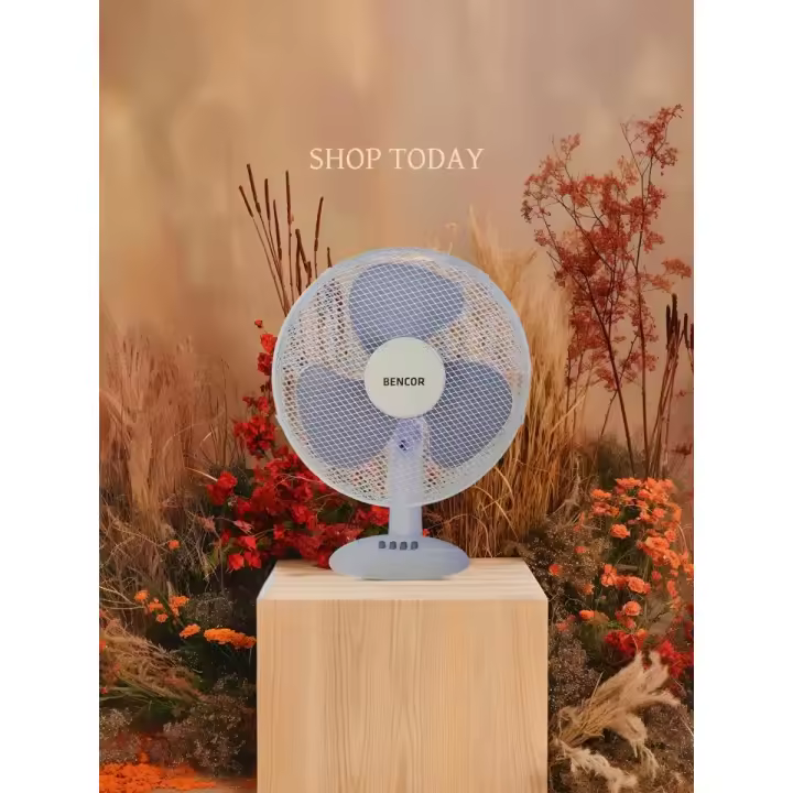 BENCOR BC-V16M24 16" Table Fan – 60W, 3 Speed, Low Energy, Oscillating Head, Safety Mesh - 1