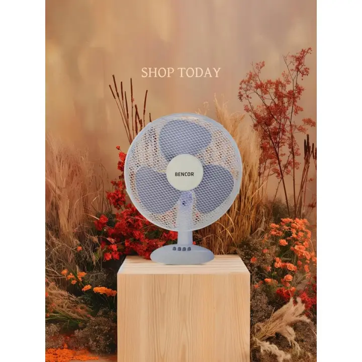 BENCOR BC-V16M24 16" Table Fan – 60W, 3 Speed, Low Energy, Oscillating Head, Safety Mesh - 1