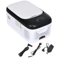 HOMCOM Nevera Compresor Portátil 15L Refrigerador de Coche -20℃-20℃ 12 / 24V DC y 100-240V CA Nevera Eléctrica Silenciosa para Camping Viajes 56,8x33x26,2 cm Blanco - details 0