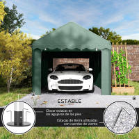Outsunny Carpa Garaje 6x3 m Garaje Exterior para Coche Impermeable Garaje Portátil Anti-UV con Paredes Laterales Desmontables y 2 Puertas con Cremallera Verde - details 3