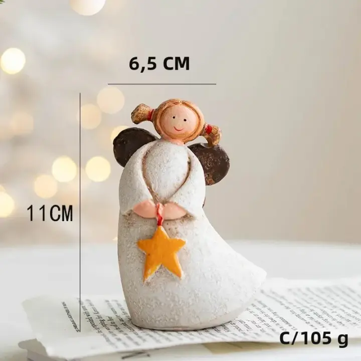 Estatua De Ángel De Navidad En Resina Decoración De Mesa Para Celebraciones Matrimoniales Y Regalo De Amor Niña Rural Pastoral - 1