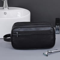 Bolsa De Viaje Para Hombres Doble Capa De Cuero PU Organizador De Baño Resistente Al Agua Para Shaving Y Cosméticos Kit Dopp Estuche De Almacenamiento - details 9