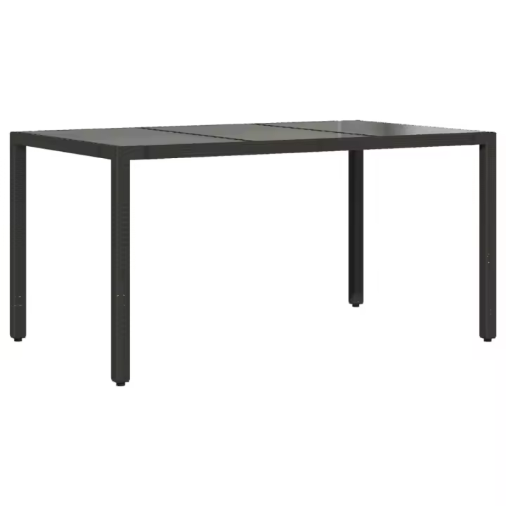 Mesa de Jardín superficie De Vidrio Ratán PE Negro 150x90x75 cm - 1