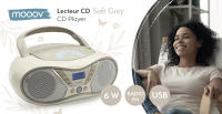 Reproductor CD MOOOV Soft Grey con Radio FM y Pantalla LCD Retroiluminada - Sonido Estéreo Potente - details 1