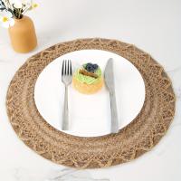 4pcs Maternos De Lino Jute Para Mesa De Comedor Estilo Farmhouse Borde Ondulado Diseño Tejido Antideslizantes Material Natural - details 0