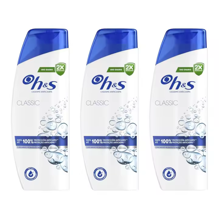 H&S Classic Pack de 3 Botes de Champú anticaspa 0% parabenos fosfatos parafinas Hasta 100% Protección Anticaspa 250 ml (750 ml en total) - 1